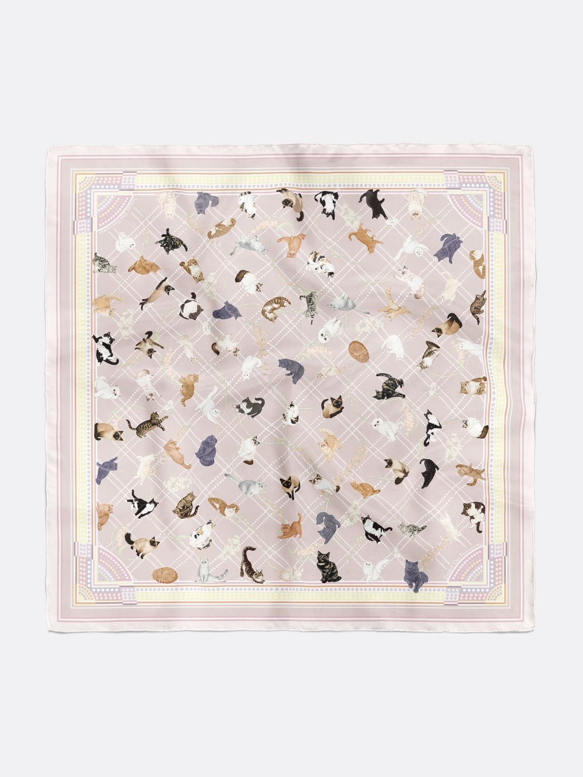 Meow Cuddle Plaid Tea Rose Pink Sustainable Scarf (70cm)