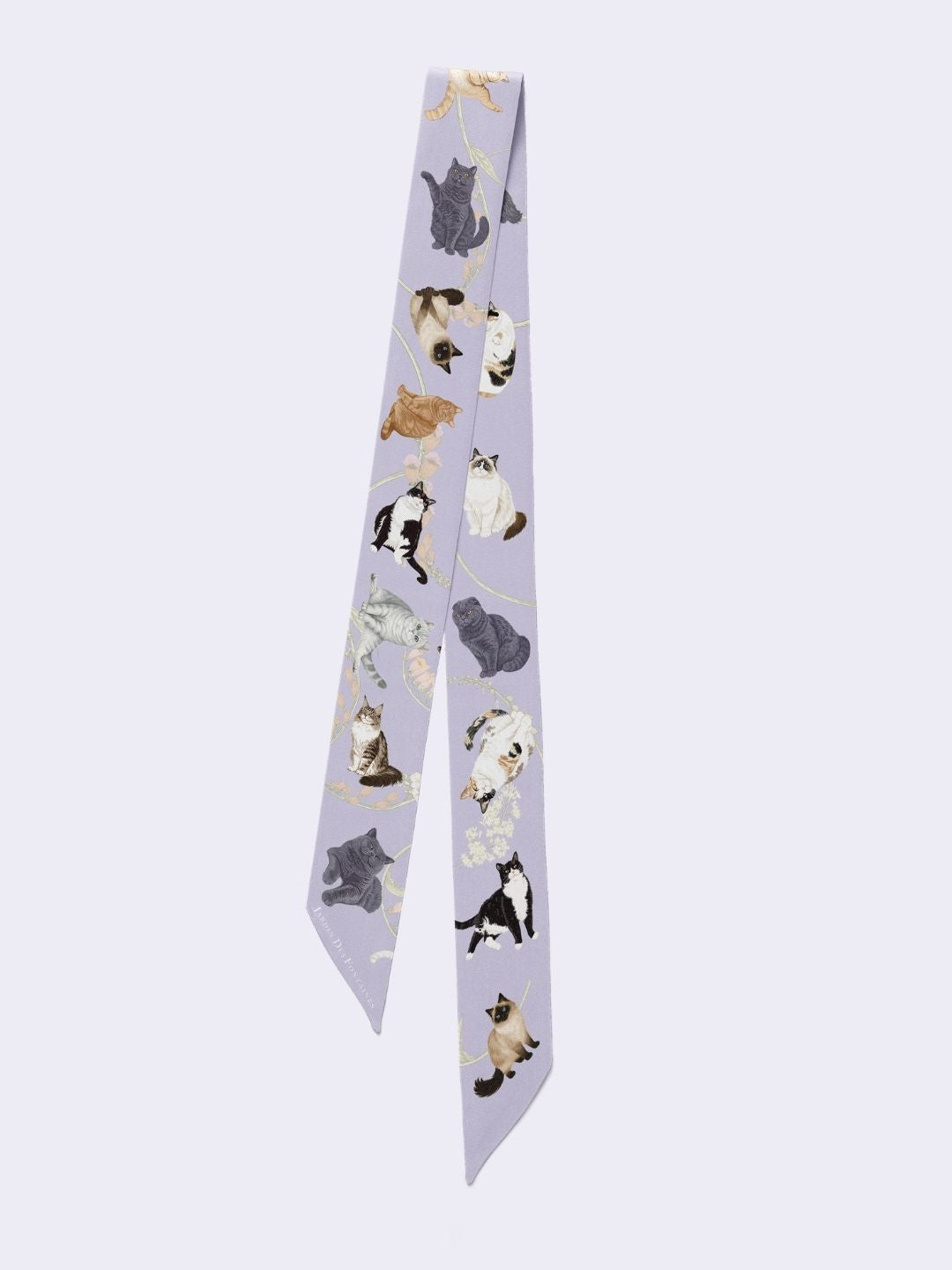 Meow Cuddle Purple Sustainable Twilly Scarf (105cm) - GRS Eco Scarf