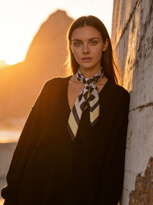 Pawfect Doggie Chess Brown and Yellow Sustainable Scarf (70cm) - GRS Eco Scarf