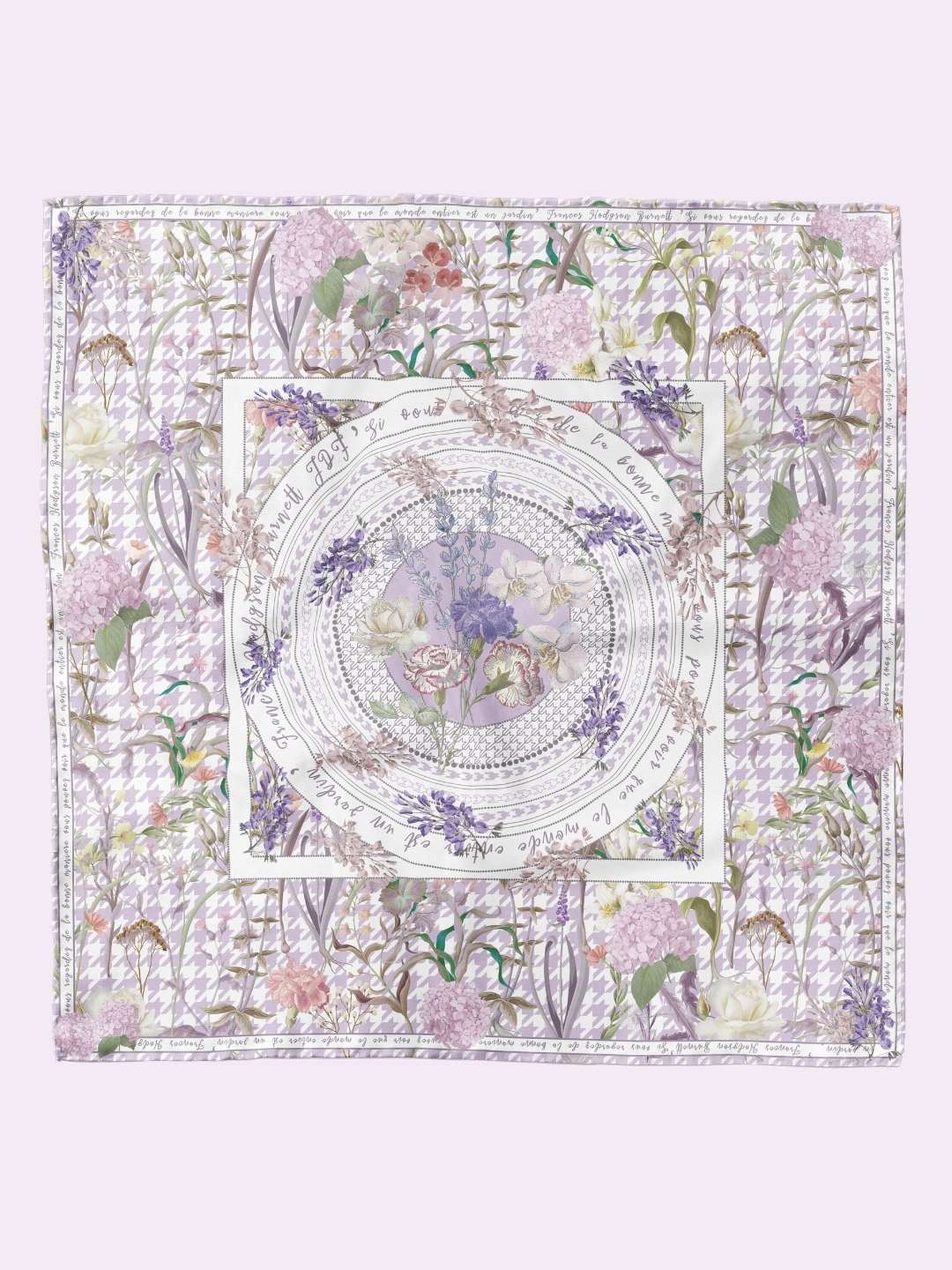 Secret Violet Garden Houndstooth Silky Scarf (90cm)