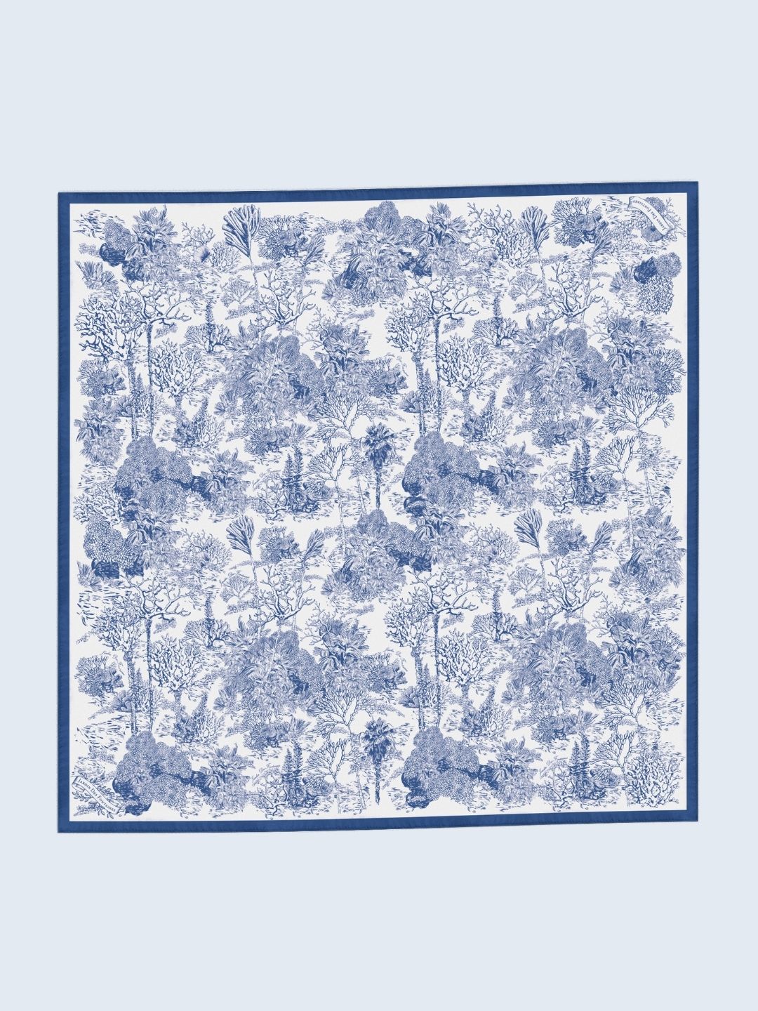 Toile De Jouy Dusty Blue Scarf (60cm)