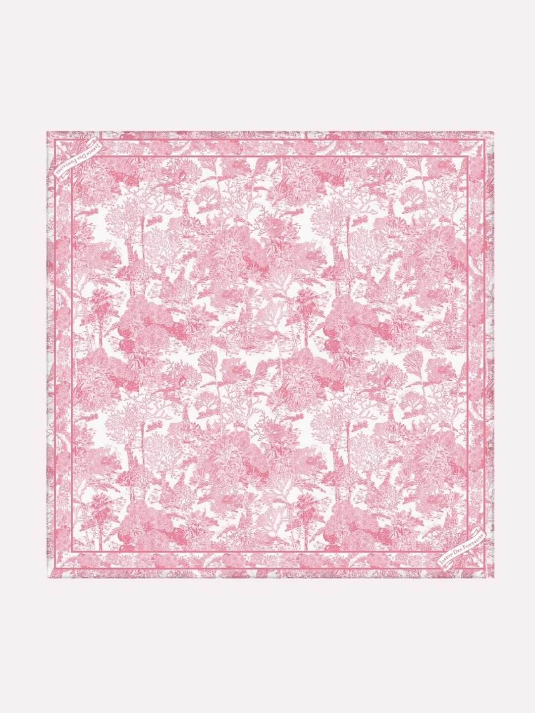 Toile De Jouy Pink Silky Scarf (60cm)