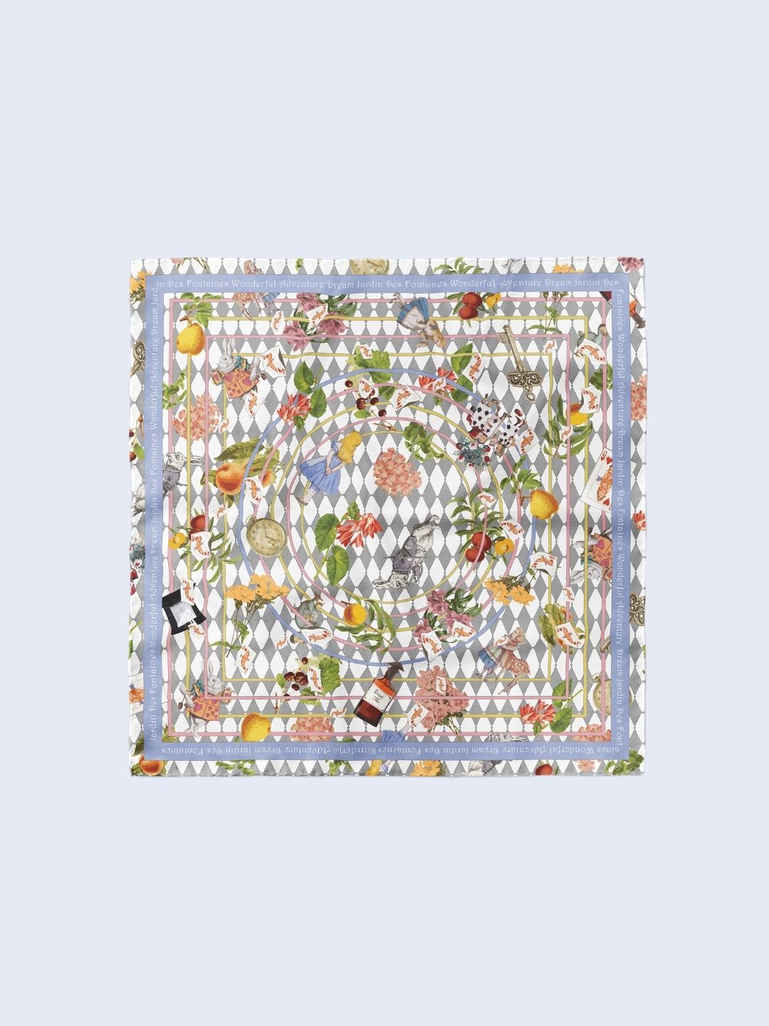 Wonderful Adventure Dream Blue Argyle Silky Scarf (45cm)