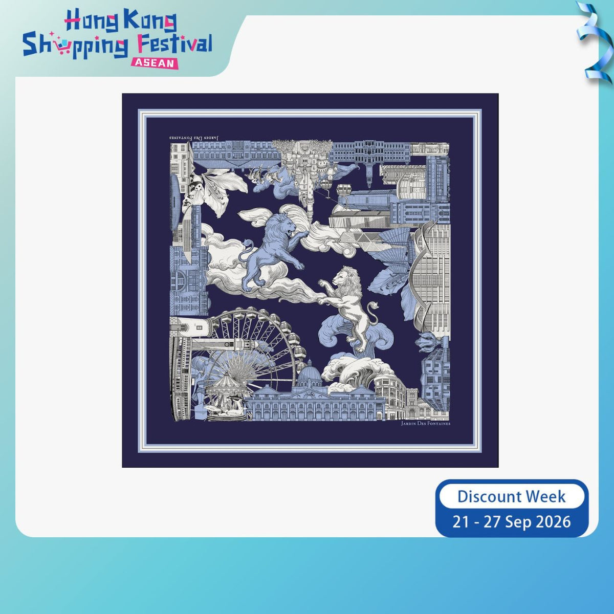 City Tales Navy Scarf (90cm)