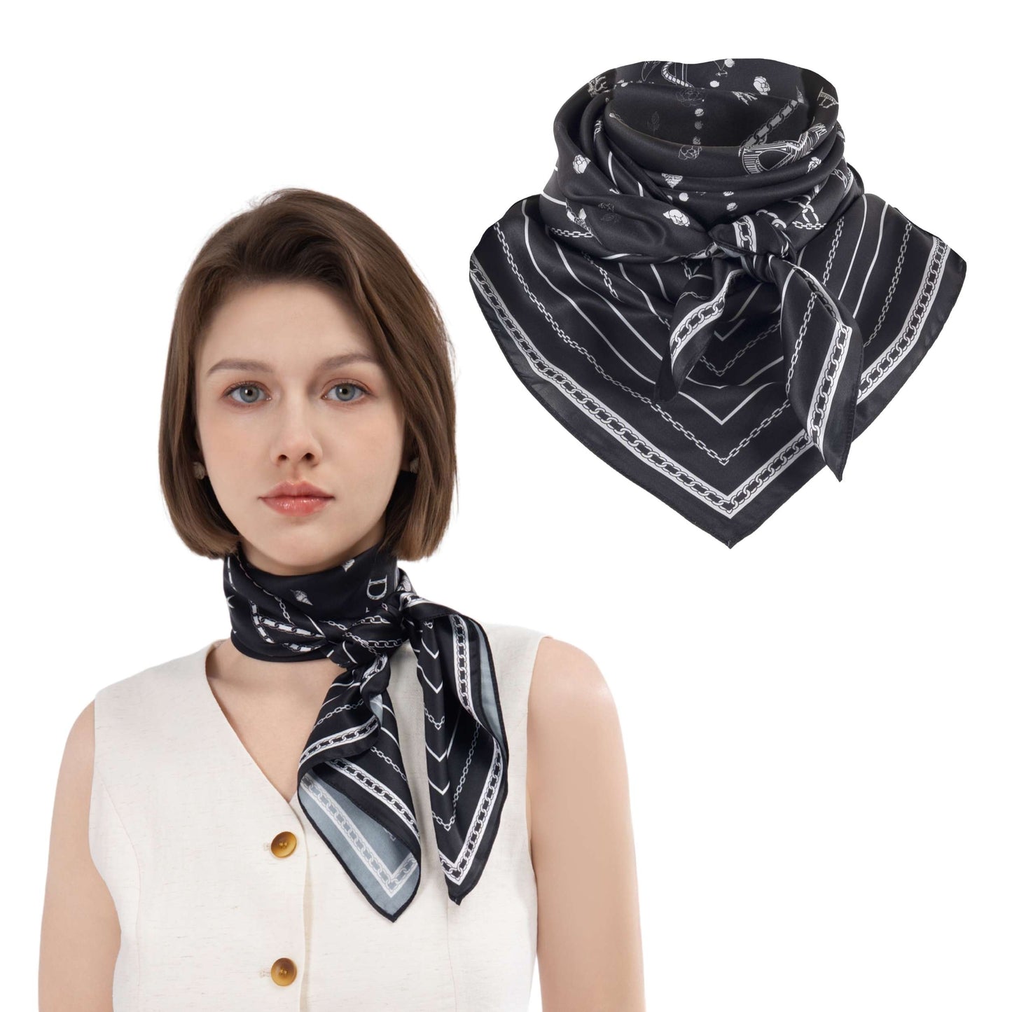 Classy and Fabulous Ink Black Silky Scarf (90cm)