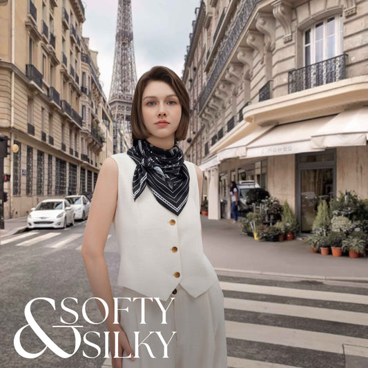 Classy and Fabulous Ink Black Silky Scarf (90cm)