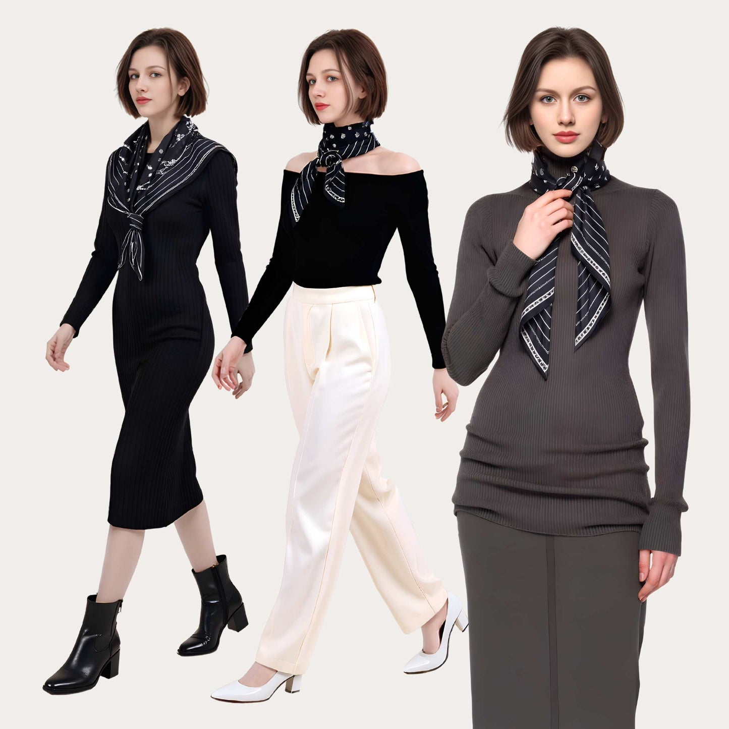 Classy and Fabulous Ink Black Silky Scarf (90cm)