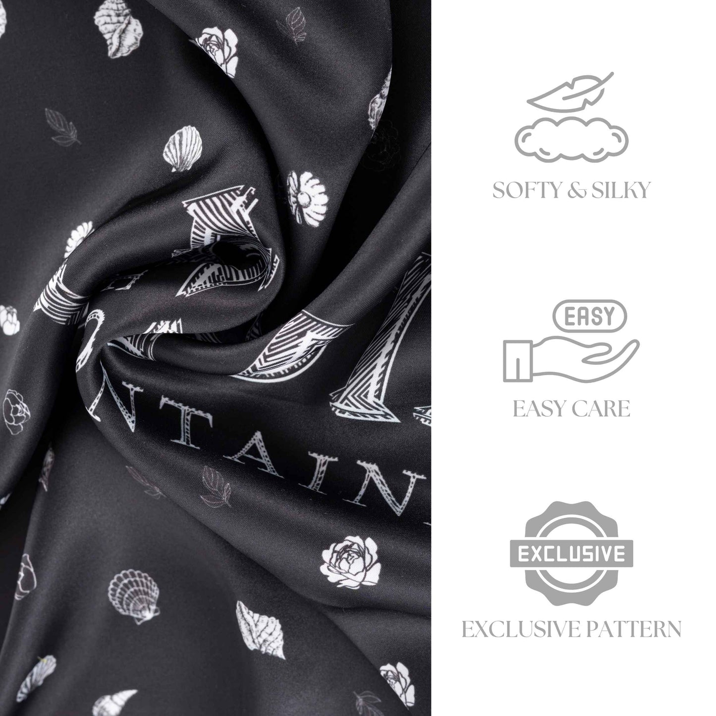 Classy and Fabulous Ink Black Silky Scarf (90cm)
