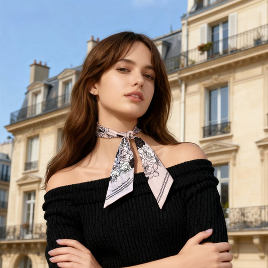 Classy and Fabulous Dutch Peony Twilly Silky Scarf (85cm)