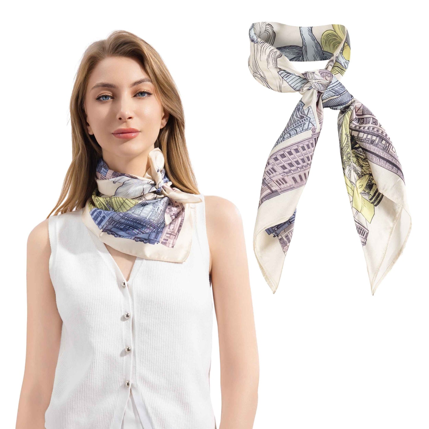 City Tales Honey Beige Silky Scarf (70cm)