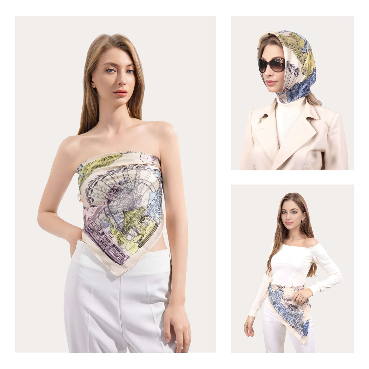 City Tales Honey Beige Silky Scarf (70cm)