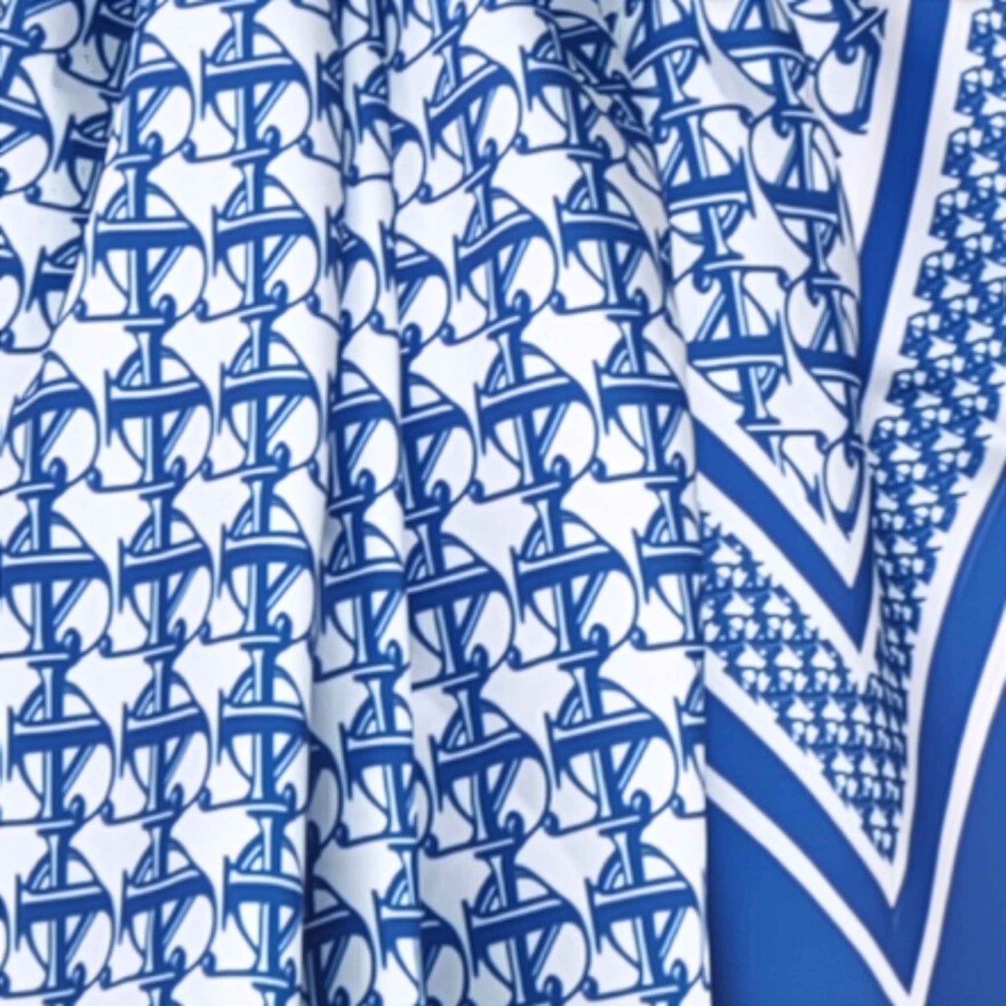 JDF Monogram維多利亞藍青色柔滑絲巾 (60厘米)