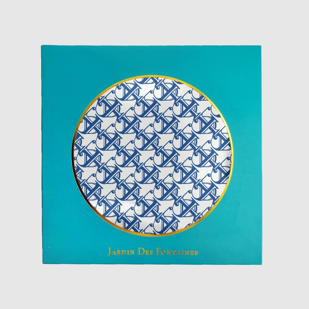 JDF Monogram Victorian Teal Silky Scarf (90cm)