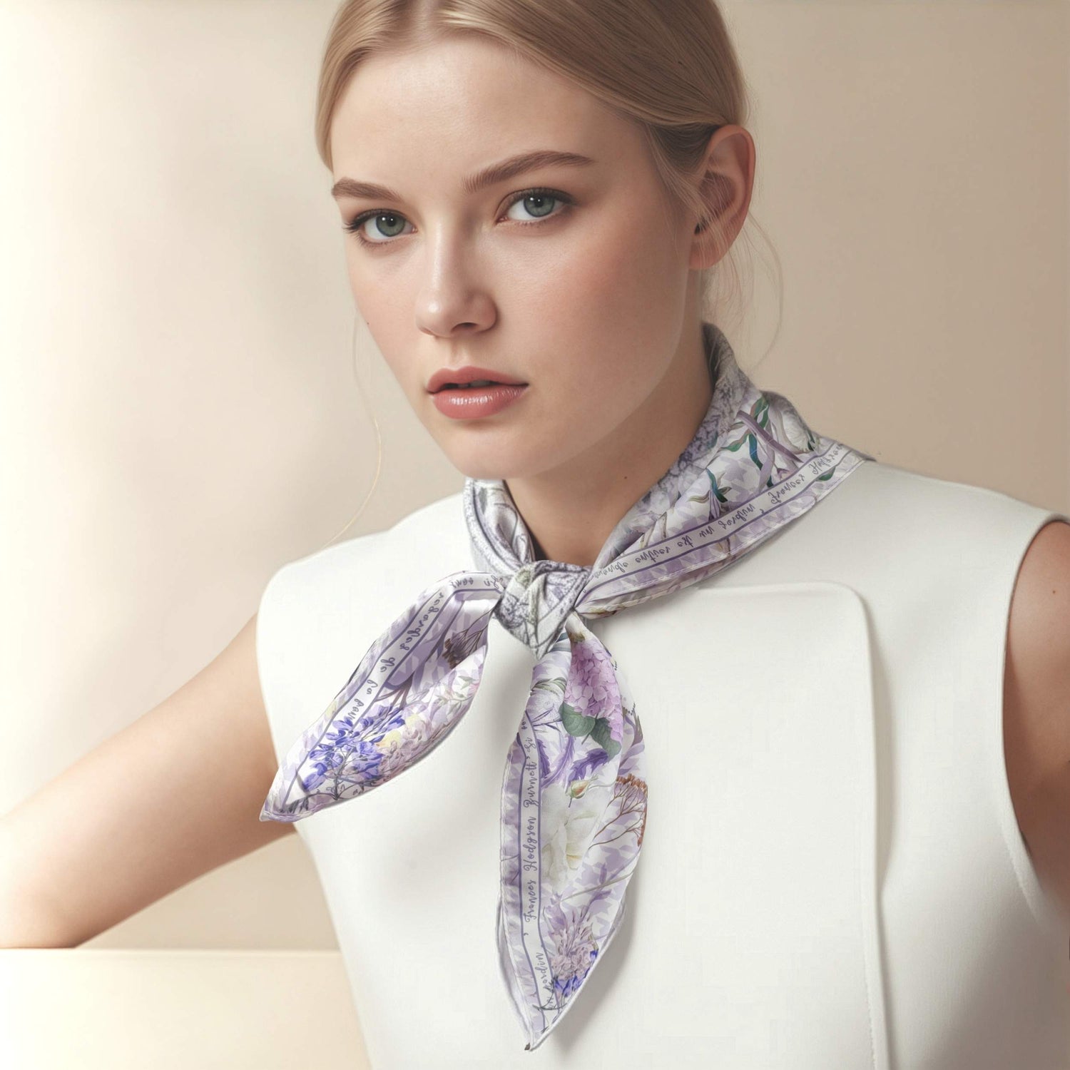 Secret Violet Garden Houndstooth Silky Scarf (60cm)