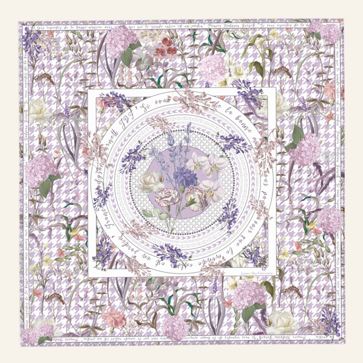 Secret Violet Garden Houndstooth Silky Scarf (60cm)