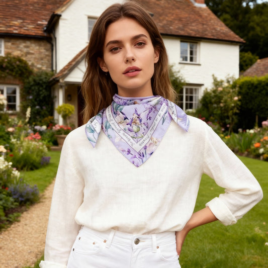 Secret Violet Garden Eustoma Silky Scarf (60cm)