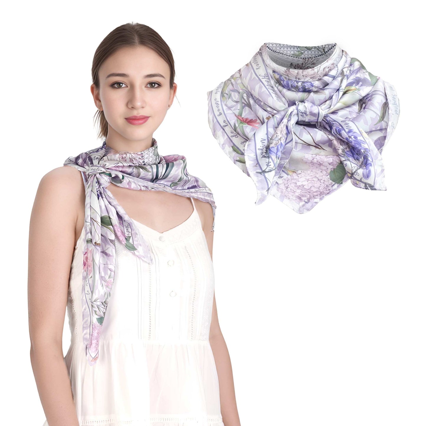 Secret Violet Garden Houndstooth Silky Scarf (90cm)