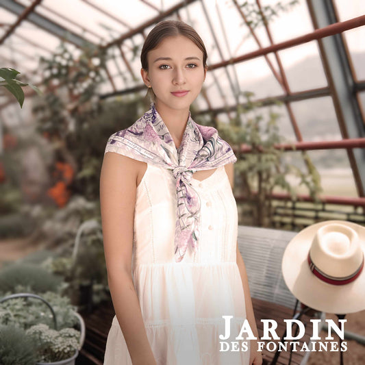 Secret Violet Garden Houndstooth Silky Scarf (90cm)