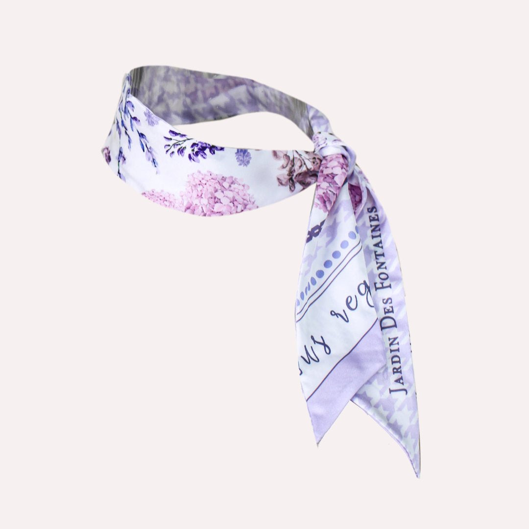 Secret Violet Garden Houndstooth Twilly Silky Scarf (85cm)