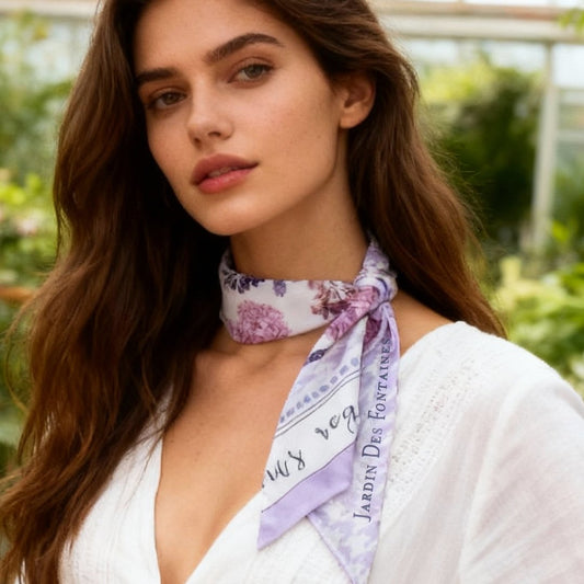 Secret Violet Garden Houndstooth Twilly Silky Scarf (85cm)