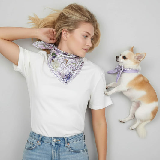 Twinning Outfits | Secret Violet Garden Houndstooth Silky Scarf