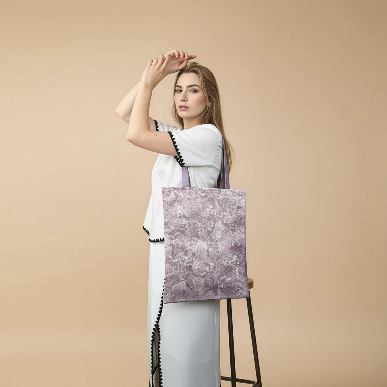 Toile De Jouy Pinkish Gray Tote Bag