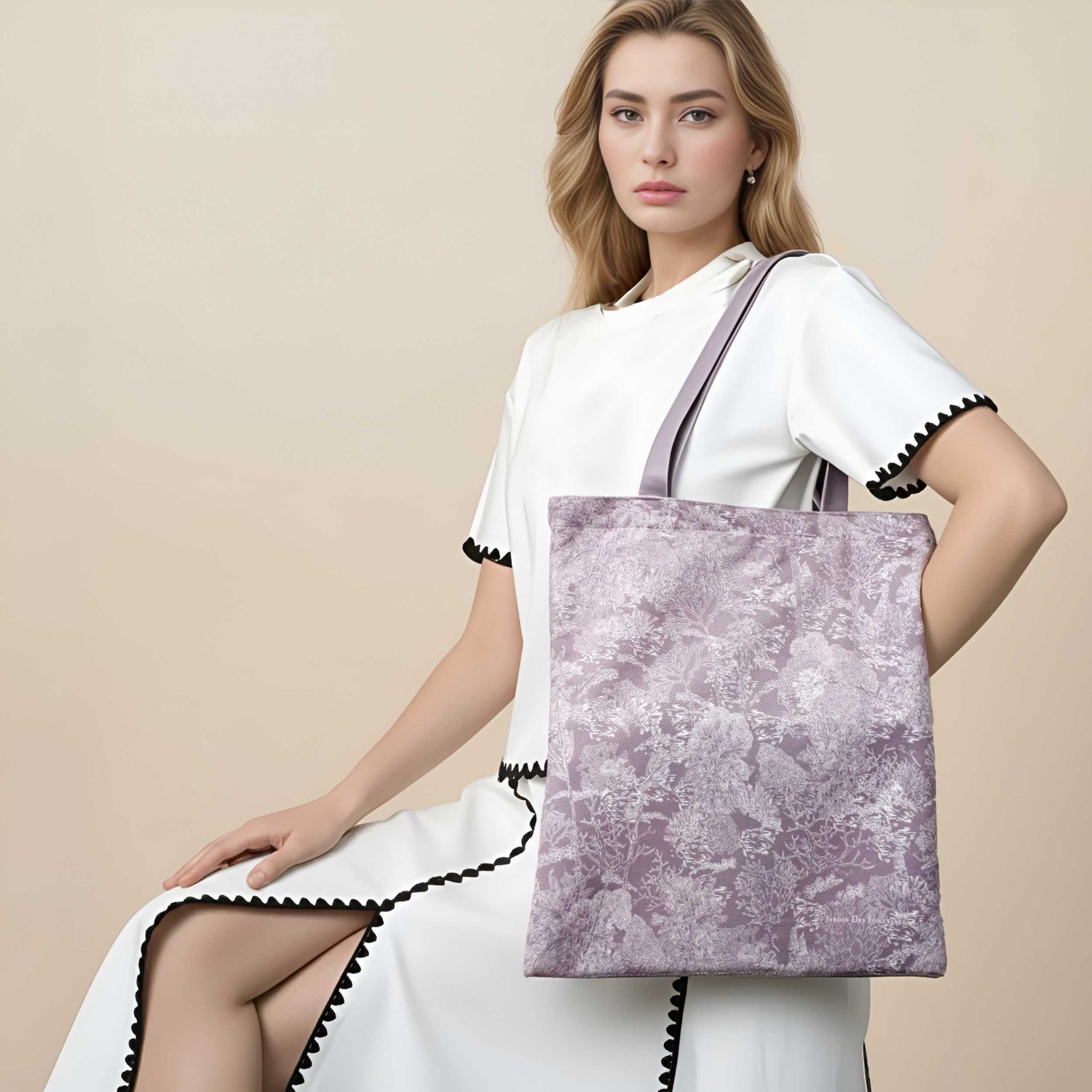 Toile De Jouy Pinkish Gray Tote Bag