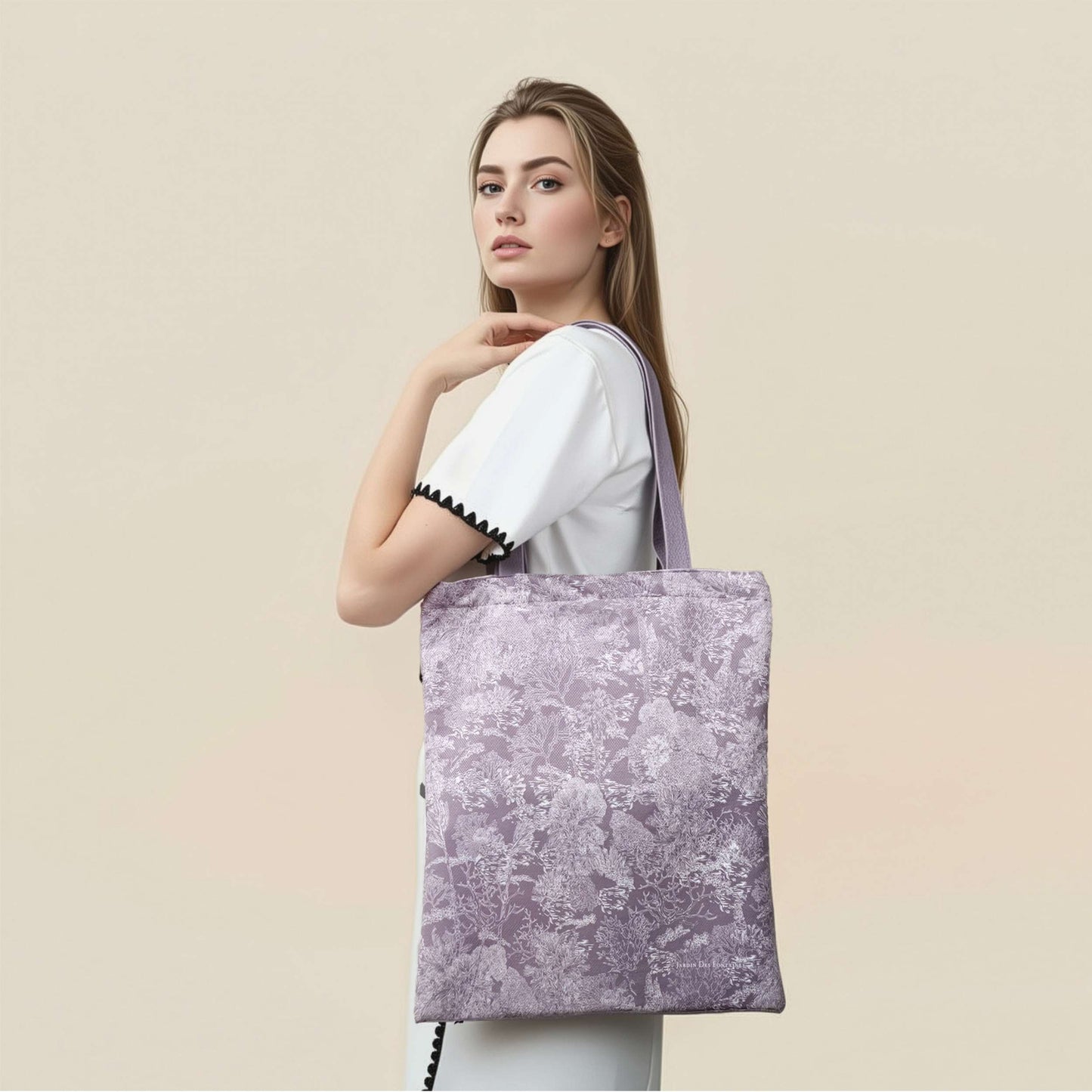 Toile De Jouy Pinkish Gray Tote Bag