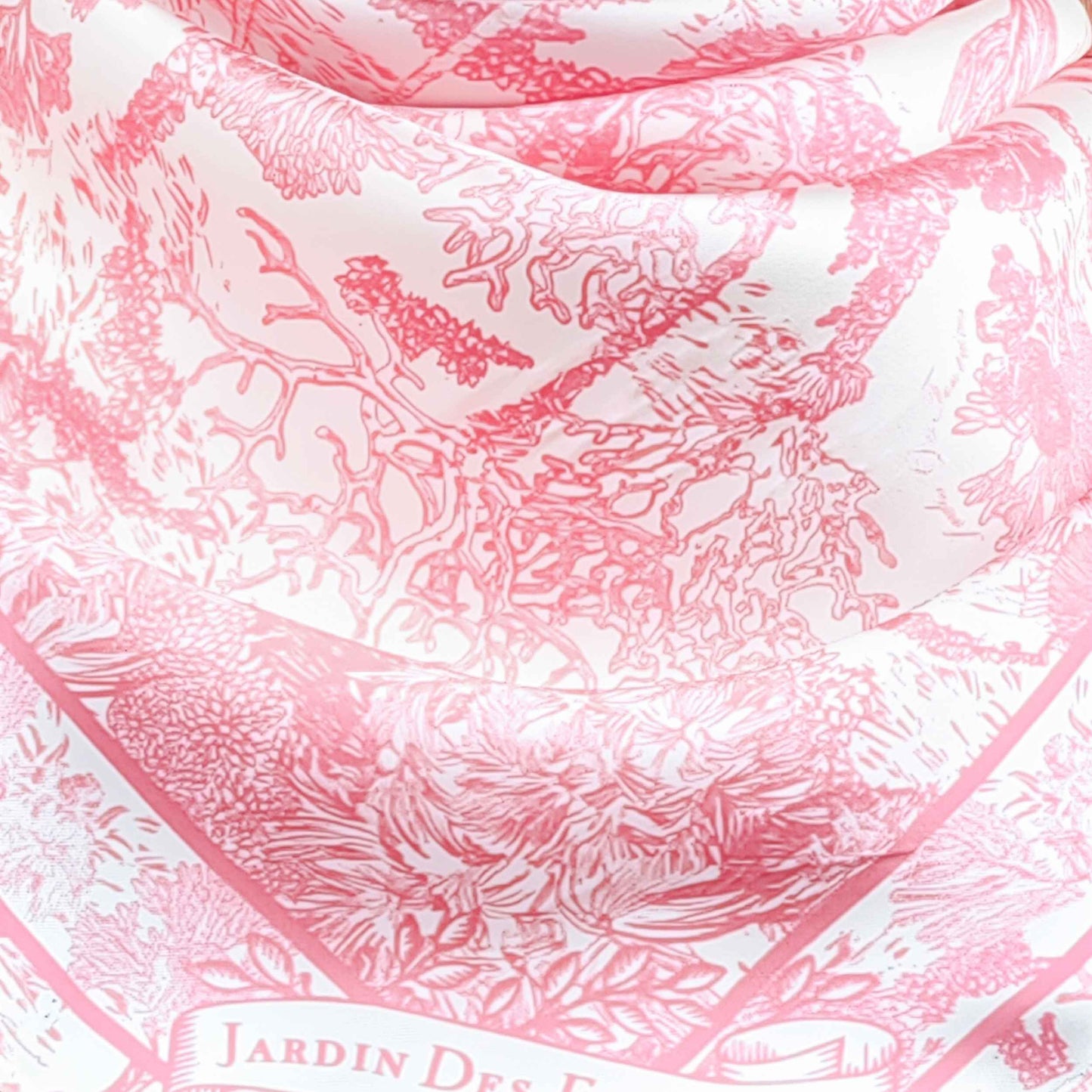 Toile De Jouy Pink Silky Scarf (60cm)