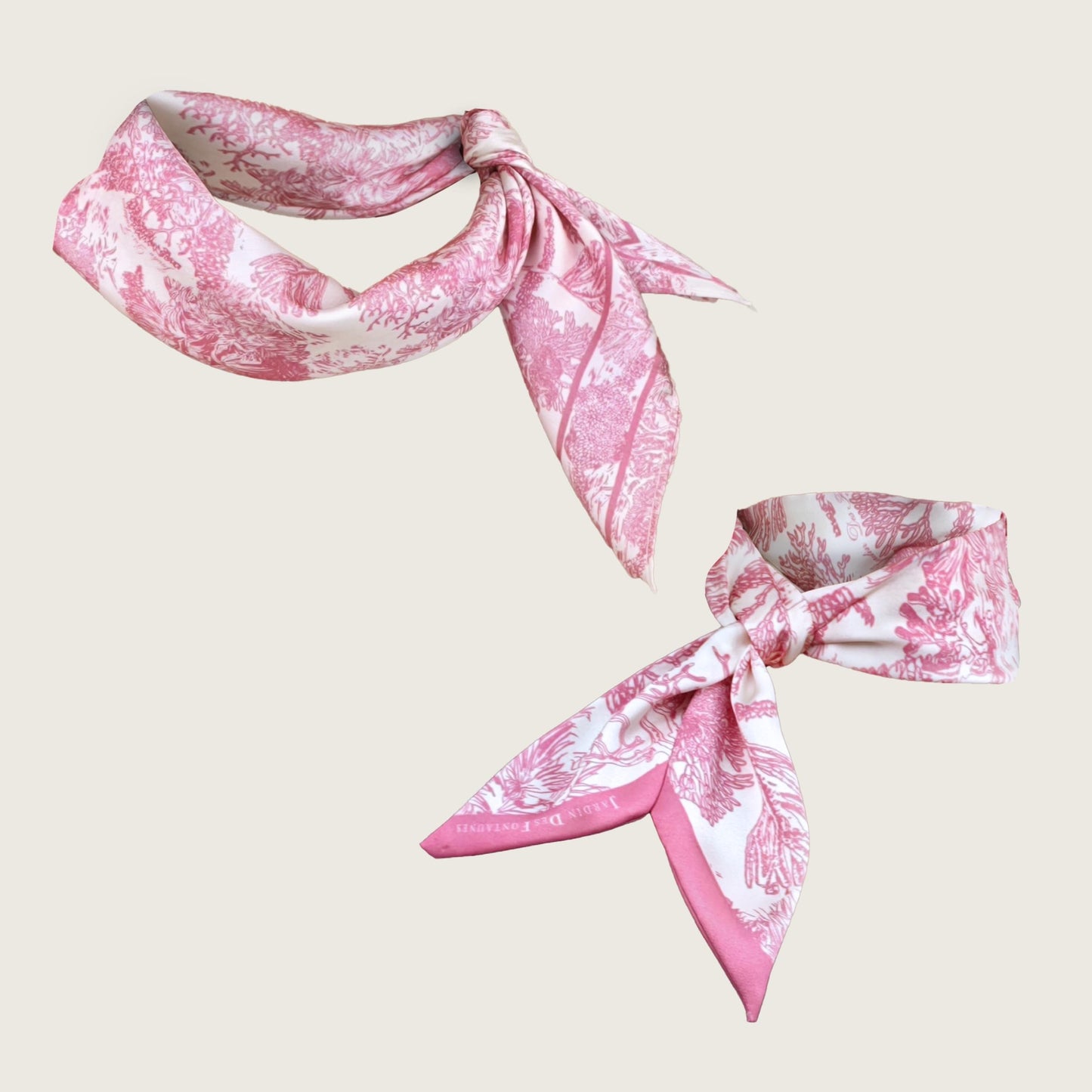 Twinning Outfits | Toile De Jouy Pink Silky Scarf