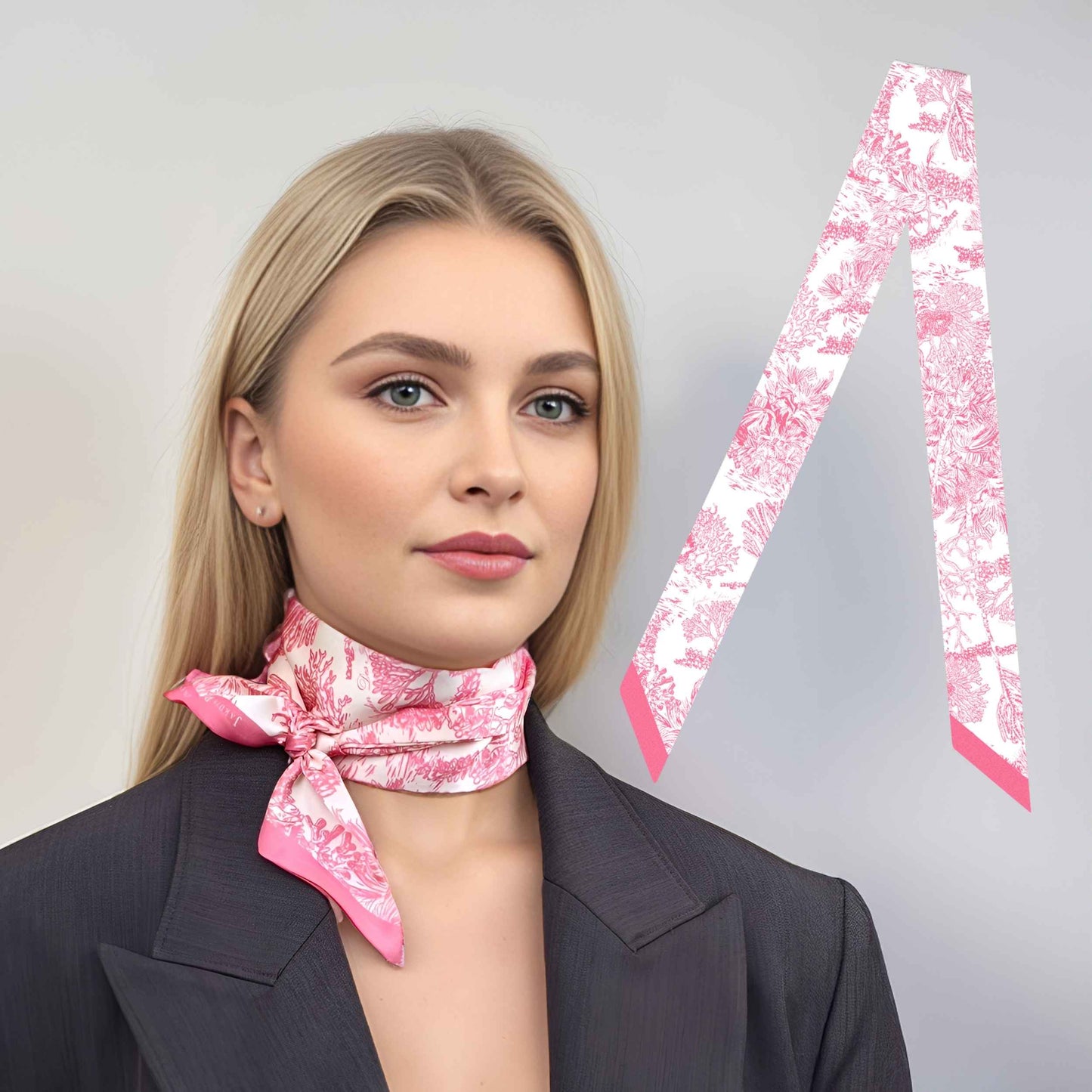 Twinning Outfits | Toile De Jouy Pink Silky Scarf