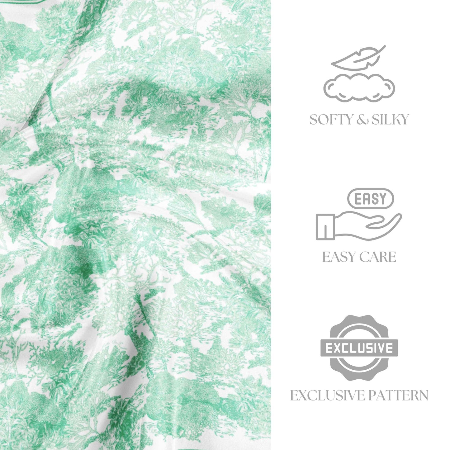 Toile De Jouy Mint Green Silky Scarf (90cm)