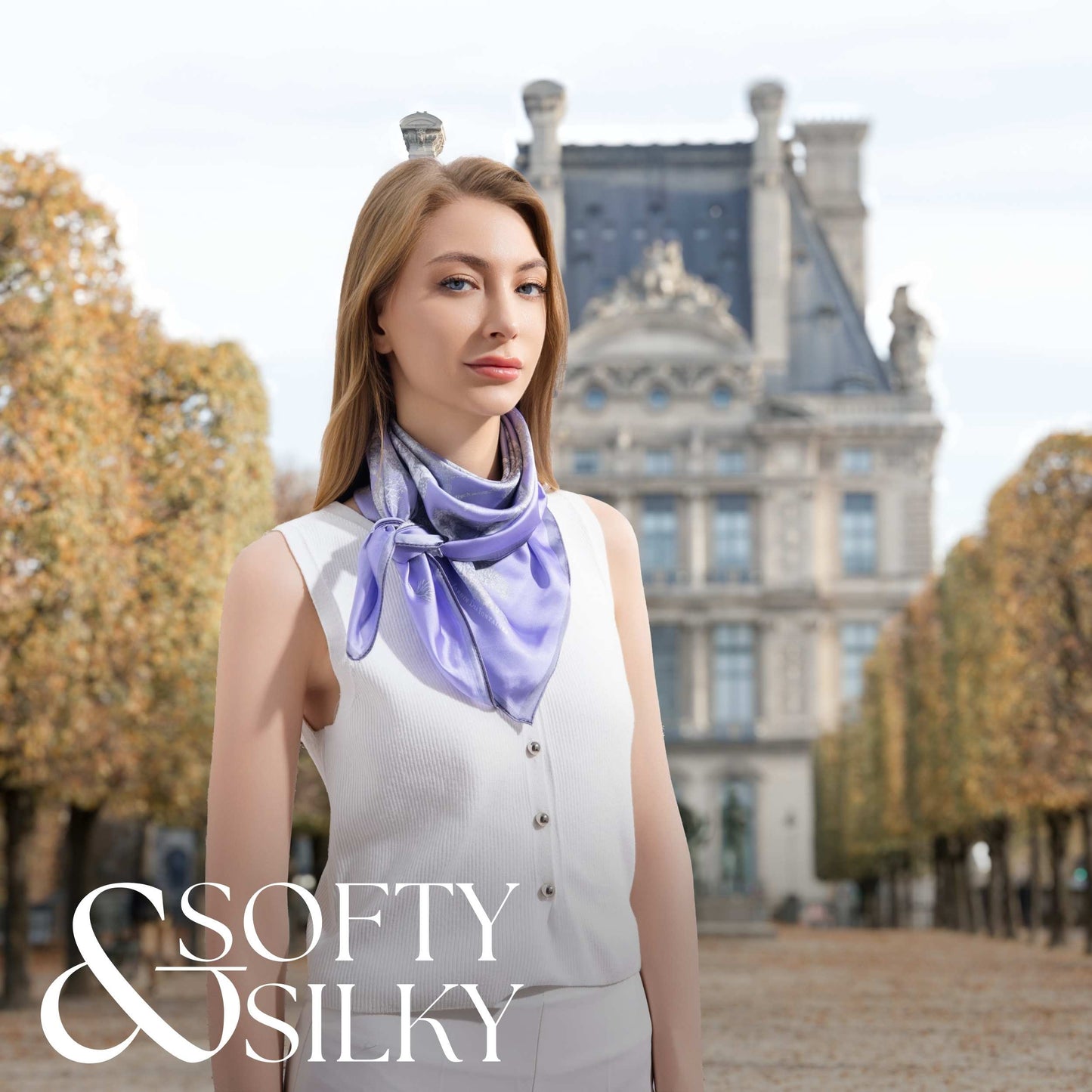 Toile De Jouy Subaqueous Palace Purple Silky Scarf (90cm)