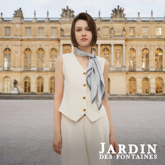 Toile De Jouy Subaqueous Palace Gray Silky Scarf (90cm)