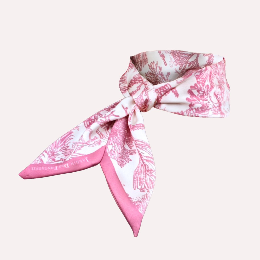 Toile De Jouy Pink Twilly Silky Scarf (105cm)