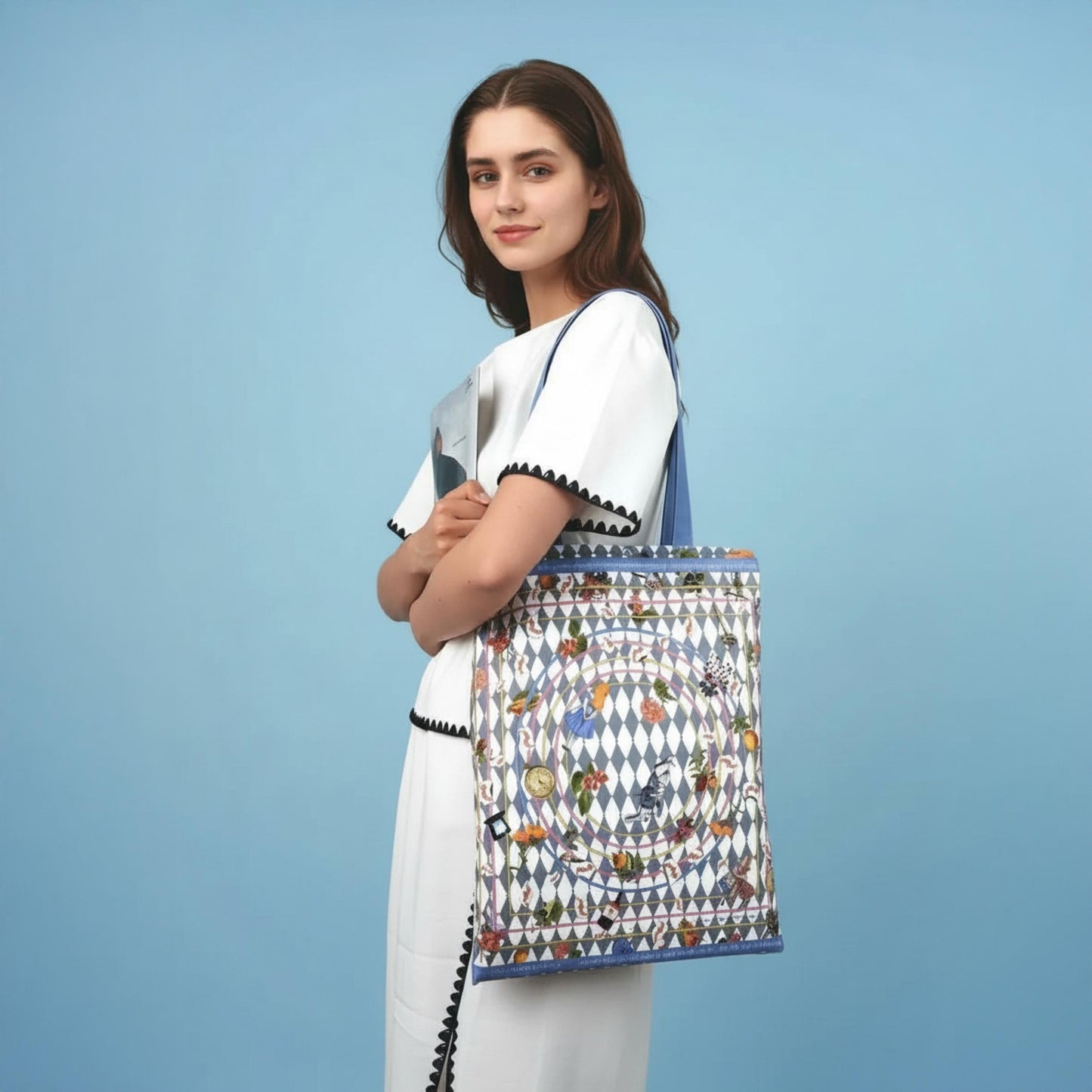 Wonderful Adventure Dream Blue Argyle Tote Bag