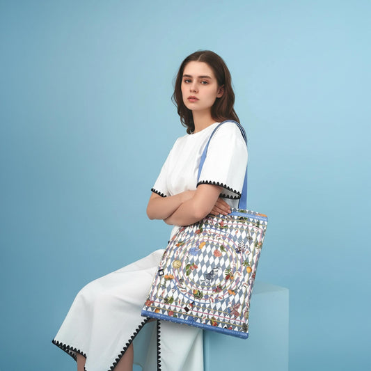 Wonderful Adventure Dream Blue Argyle Tote Bag