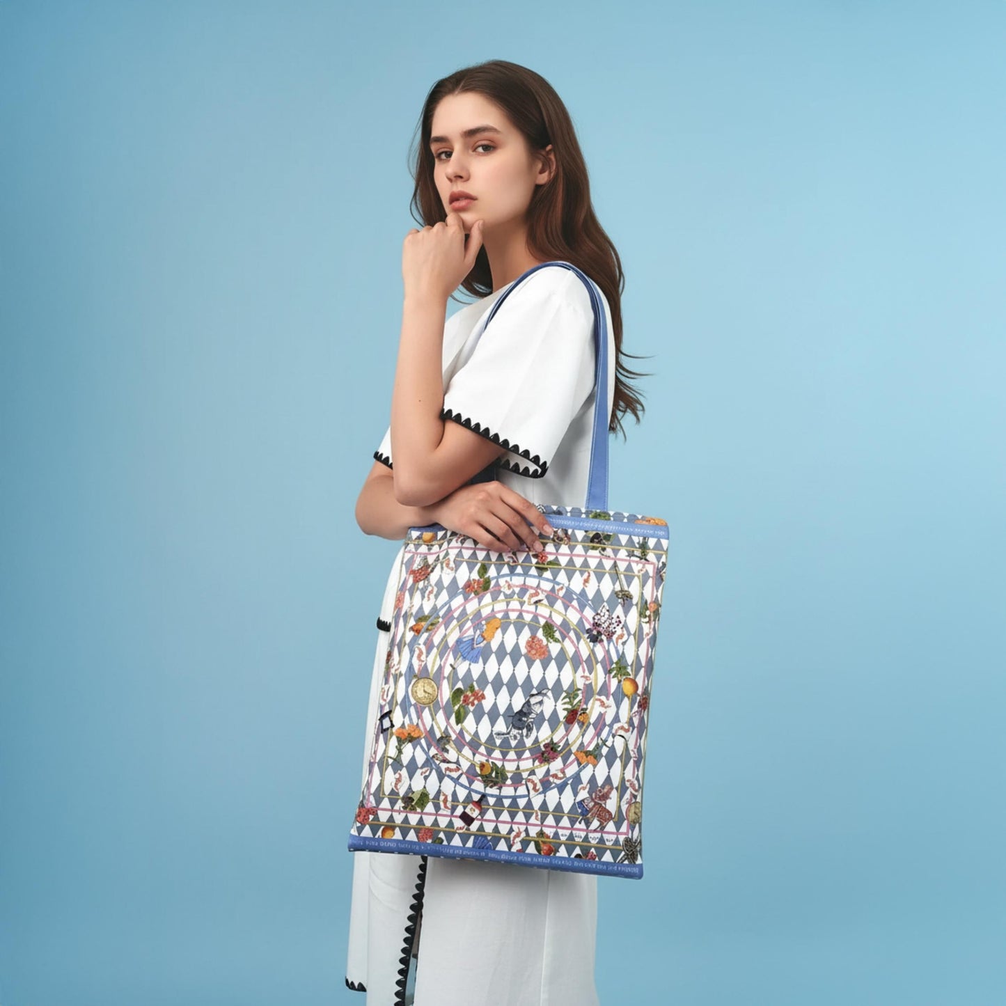 Wonderful Adventure Dream Blue Argyle Tote Bag