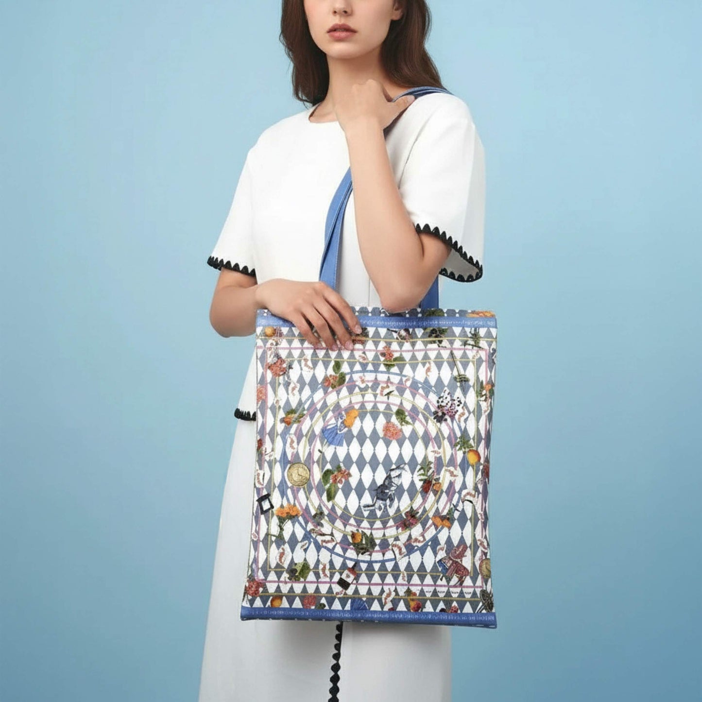 Wonderful Adventure Dream Blue Argyle Tote Bag