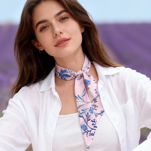 Wild Blue Yonder Pink Yarrow Twilly Silky Scarf (85cm)