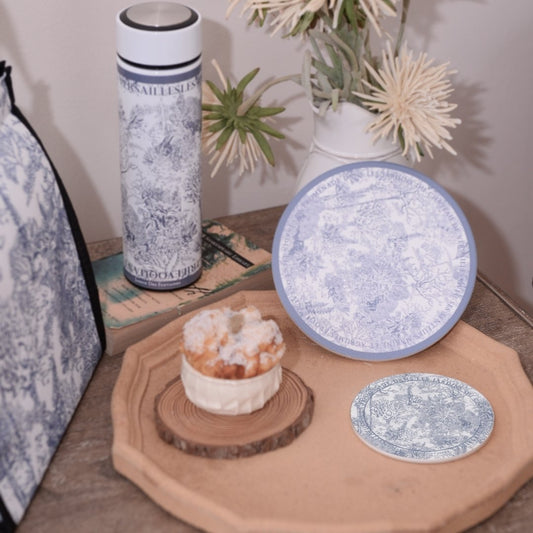 Toile De Jouy Dusty Blue Ceramic Coaster
