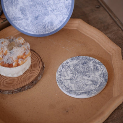 Toile De Jouy Dusty Blue Ceramic Coaster