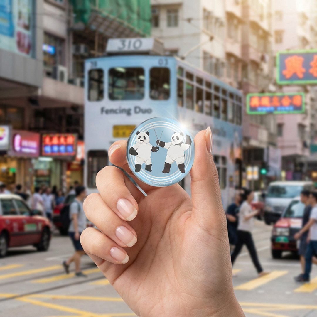 Panda Fencing Crystal Fridge Magnet
