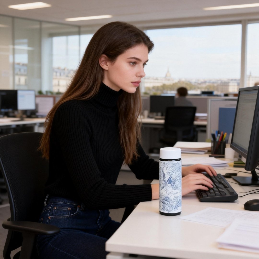 Toile De Jouy Dusty Blue Vacuum Bottle (360ml)