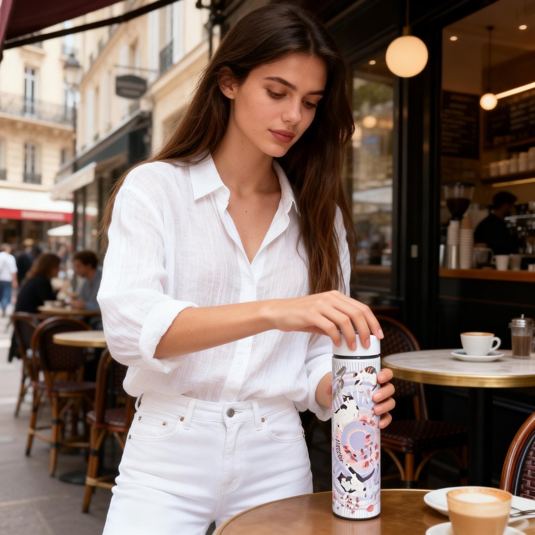 Yogis Cat and Flower Cat Crown Vacuum Bottle (500ml)