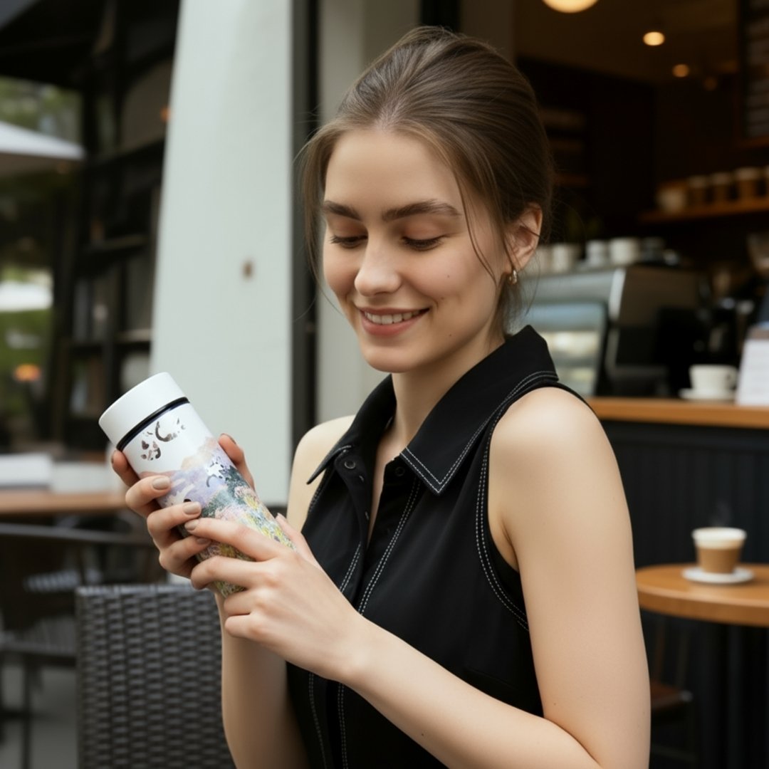 Yogis Cat and FlowerRain Of Cat Vacuum Bottle (360ml)