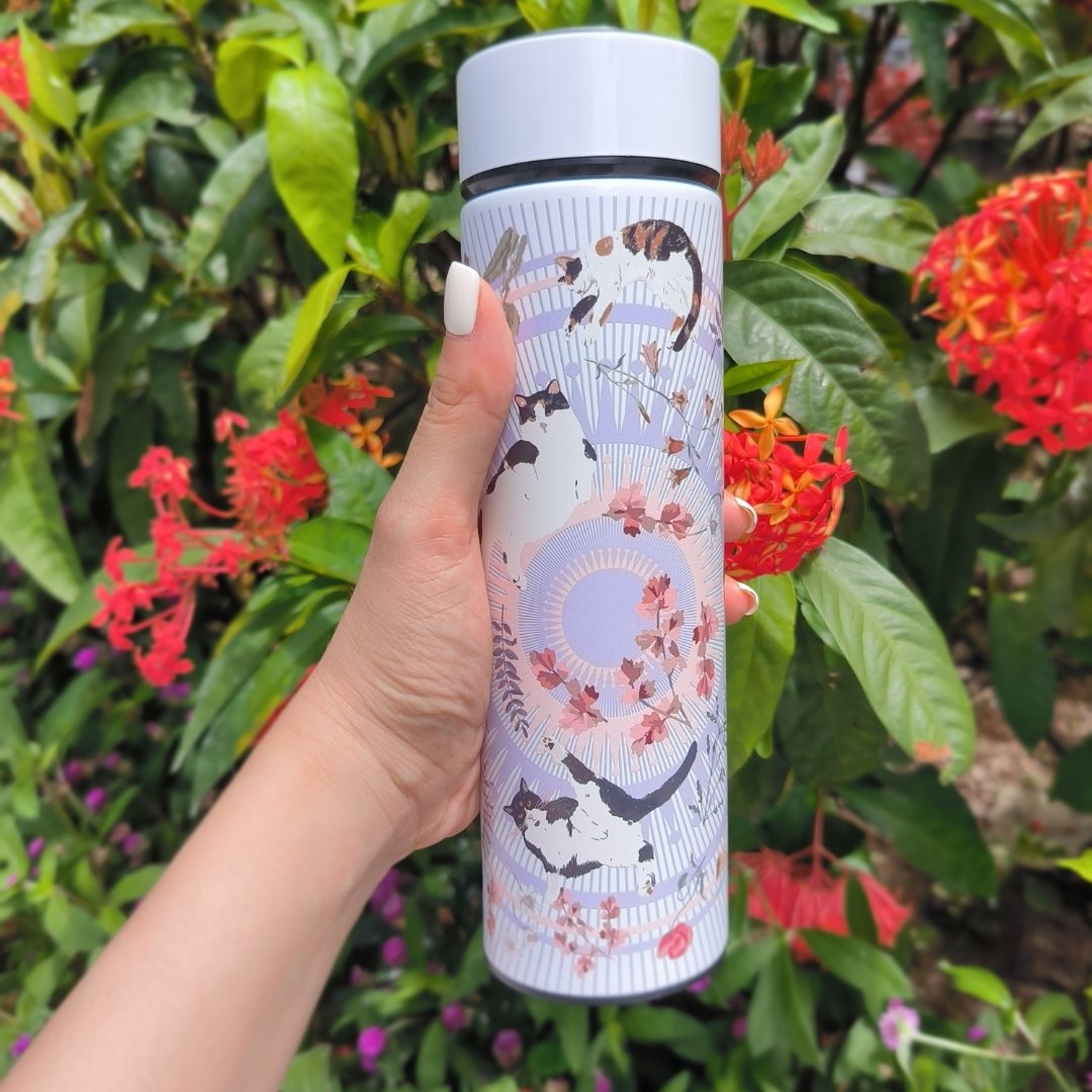 Yogis Cat and Flower Cat Crown Vacuum Bottle (500ml)