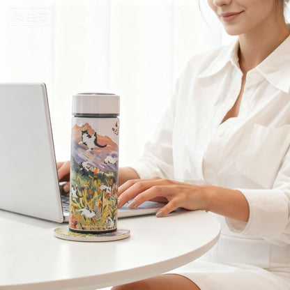 Yogis Cat and FlowerRain Of Cat Vacuum Bottle (360ml)