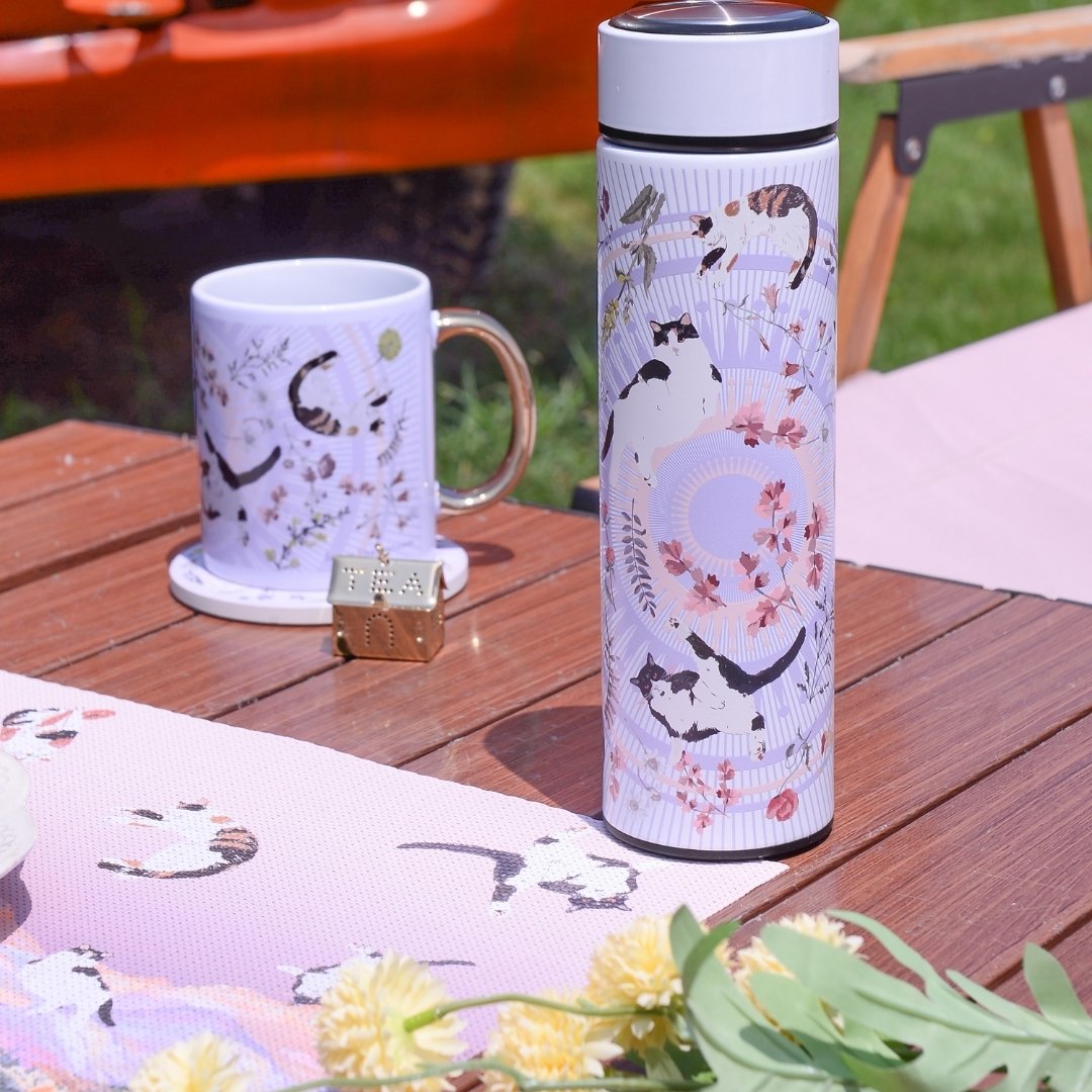 Yogis Cat and Flower Cat Crown Vacuum Bottle (500ml)