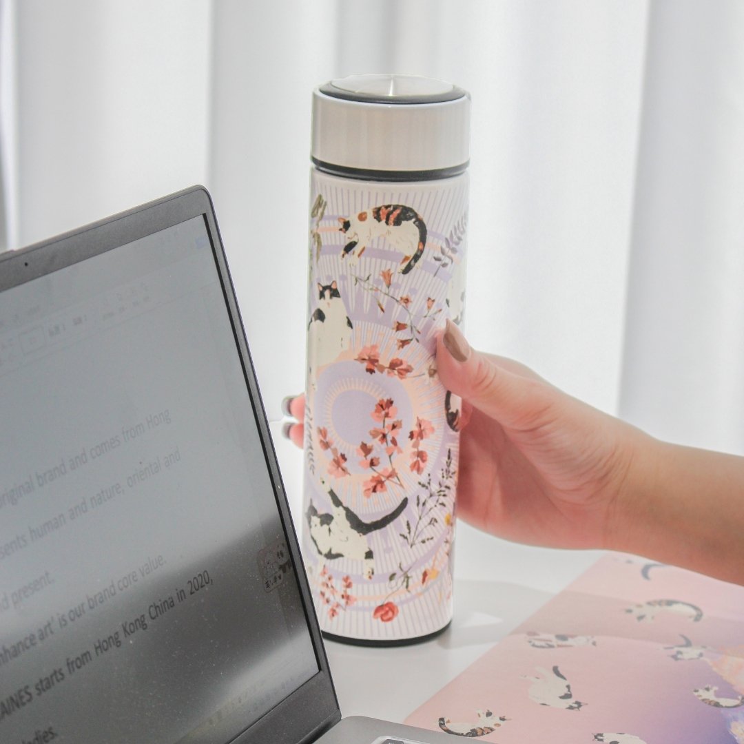 Yogis Cat and Flower Cat Crown Vacuum Bottle (500ml)